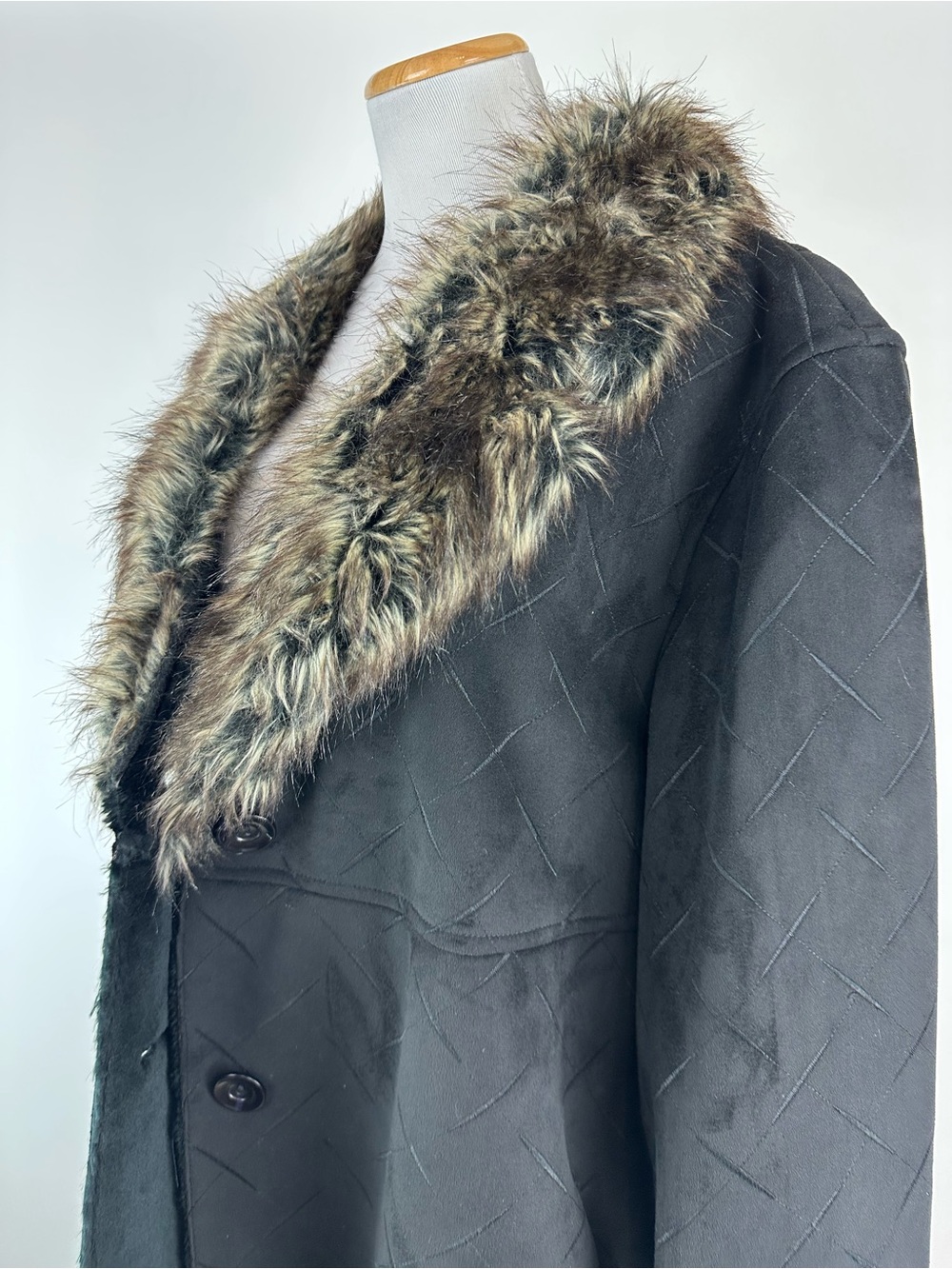 Utex Design Faux Suede Shearling Jacket Faux Fur Trim Size 2X - Picture 8 of 14